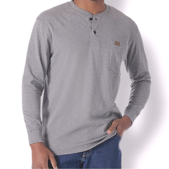 Wrangler Riggs Workwear Men's Solid Long Sleeve Henley Shirt - Picture 1 of 12